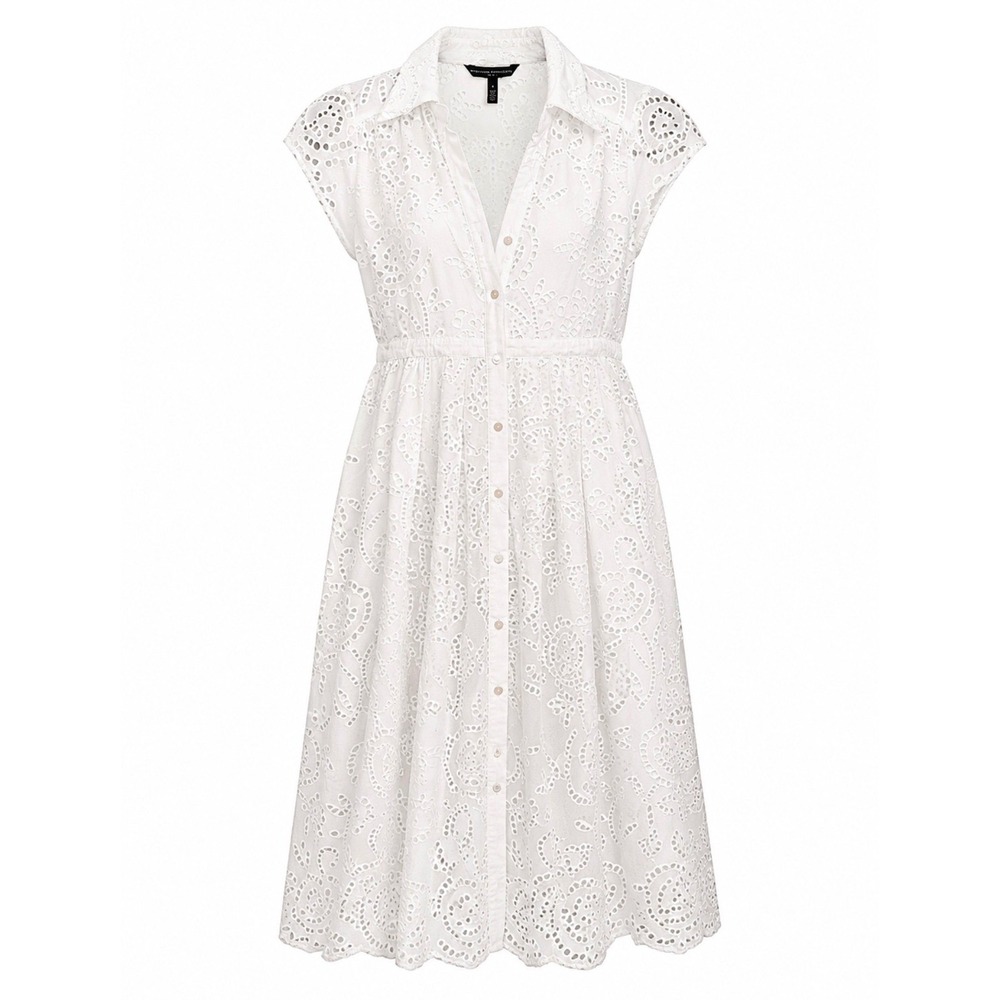 White House Black Market Eyelet Midi Shirtdress Womens 2 white NWT 570324735